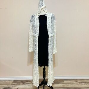 Blush Open Front Longline Lace Cardigan/Duster